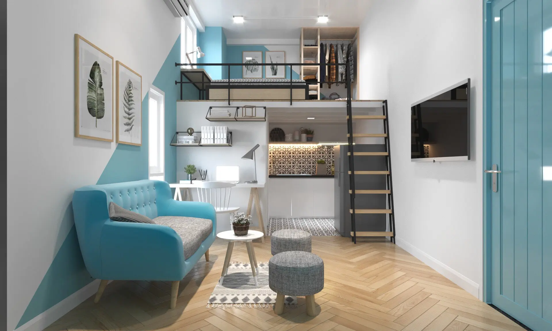 Thiết kế nội thất căn hộ mini hiện đại