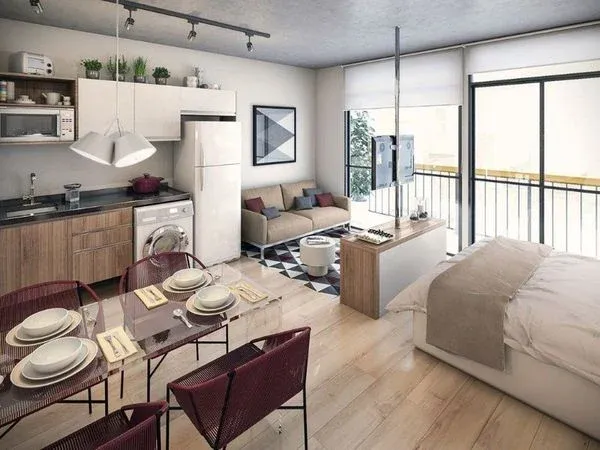 Thể hiện rõ cách bố trí thông minh cho căn hộ nhỏ với đầy đủ công năng