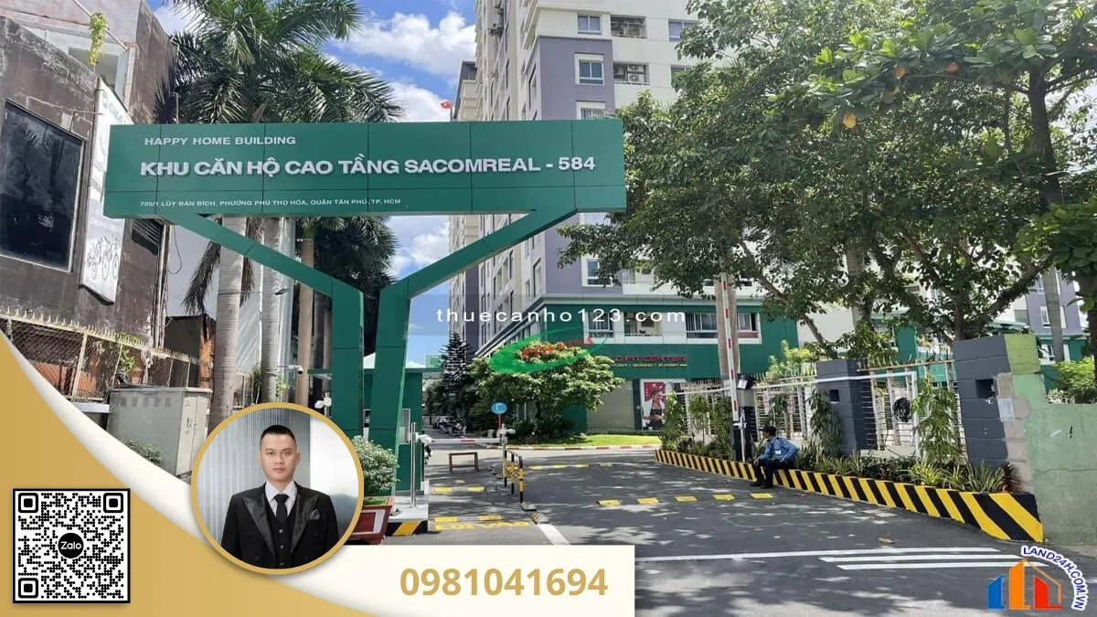 Cho thue sacomrea 584 tan phu voi 82m2 2pn 2wc noi that day du 1