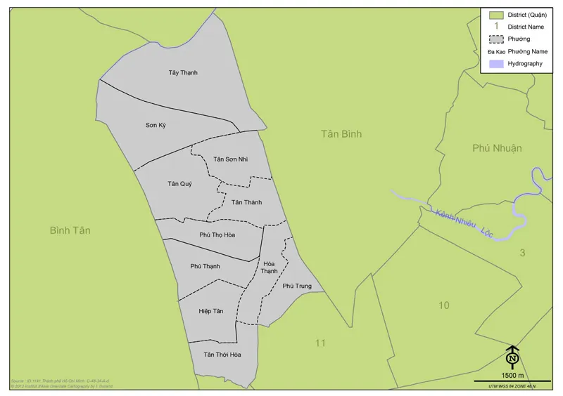 Vị trí địa lý và các phường thuộc quận Tân Phú