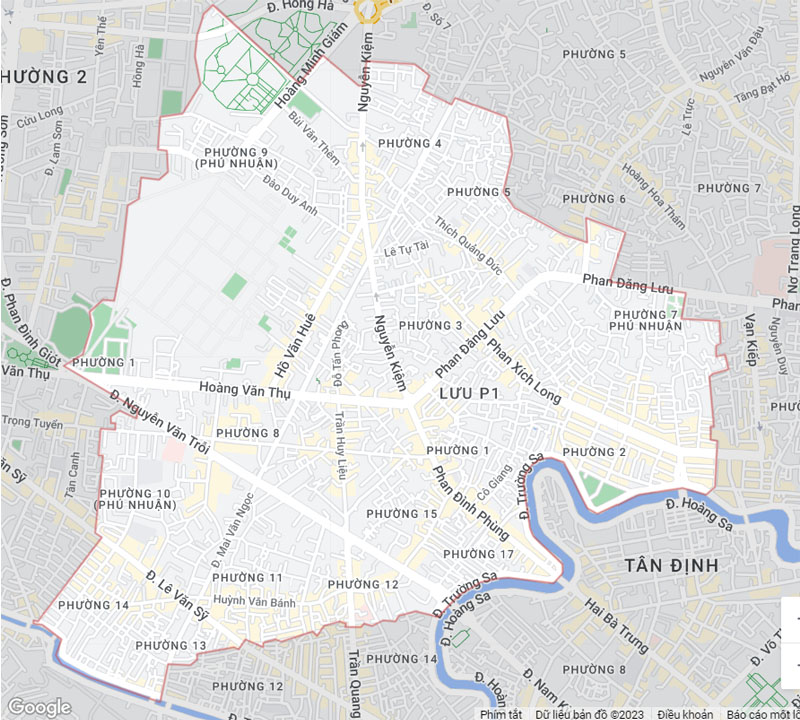 Bản đồ Google Maps hiển thị các tuyến đường chính và địa danh quan trọng