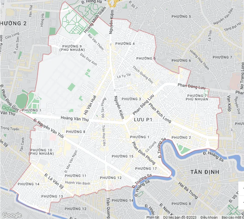 Bản đồ Google Maps hiển thị các tuyến đường chính và địa danh quan trọng