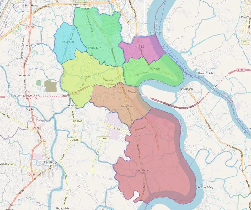 Bản đồ giao thông huyện Nhà Bè
