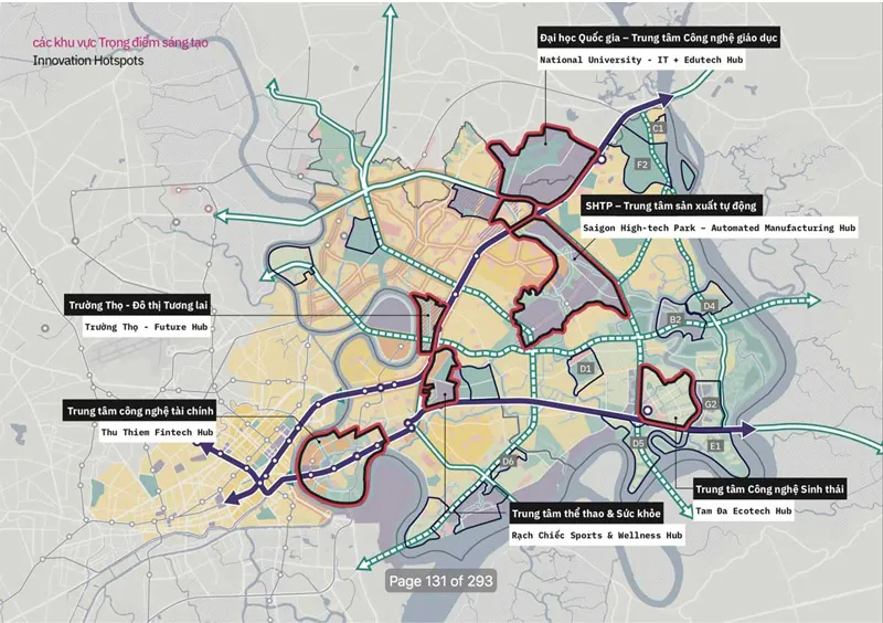 Bản đồ quy hoạch phát triển đô thị: hạ tầng, giao thông và khu trọng điểm