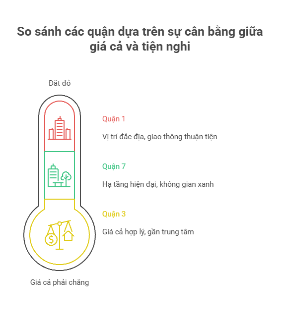 So sánh các quận dựa trên sự cân bằng giữa giá cả và tiện nghi