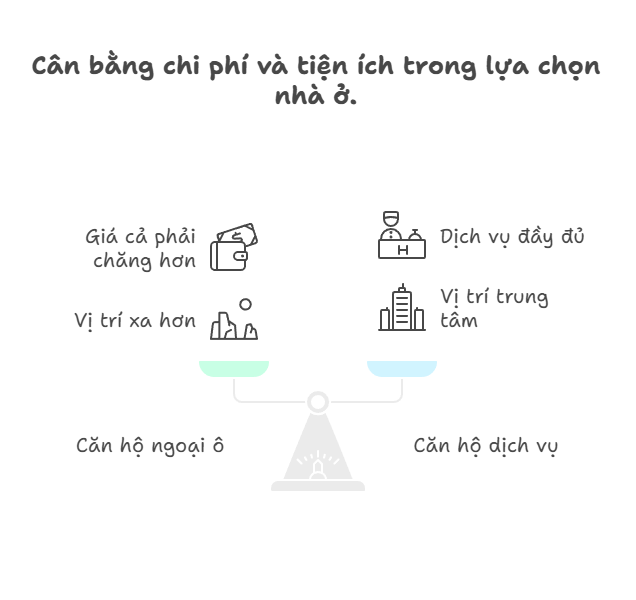 Cân bằng chi phí và tiện ích trong lựa chọn nhà ở.