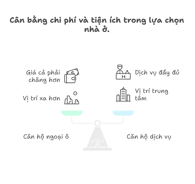 Cân bằng chi phí và tiện ích trong lựa chọn nhà ở.
