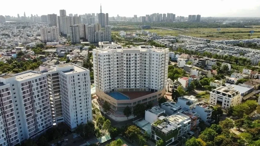 Hình ảnh thực tế một dự án chung cư của Hoàng Quân đã bàn giao, cho thấy quy mô và chất lượng xây dựng