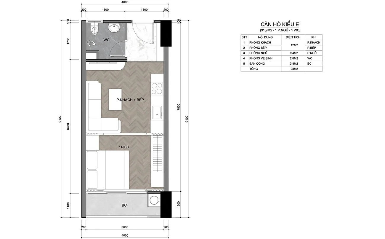 1 PHÒNG NGỦ 32m<sup>2</sup>