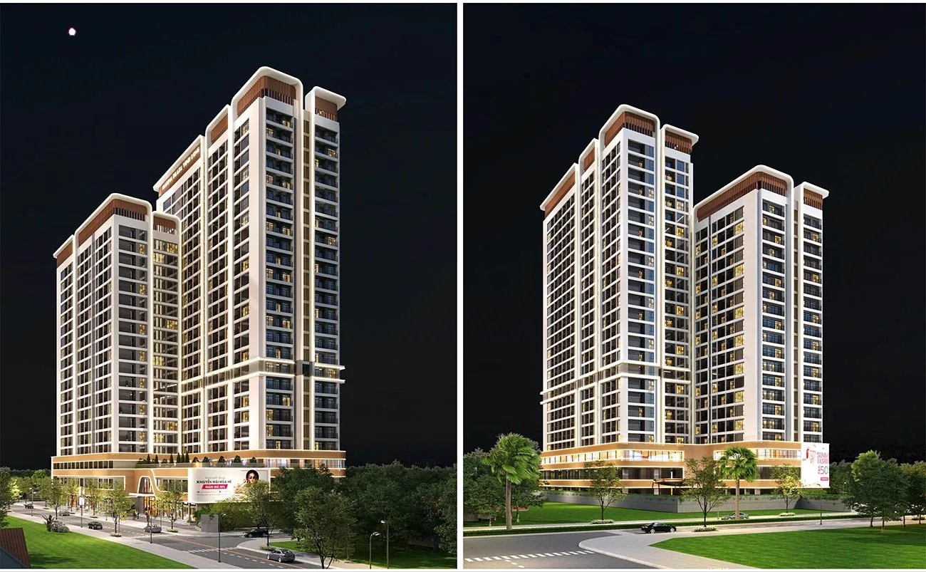 Phối cảnh ban đêm Dự án marina plaza Peaceful Cần Thơ