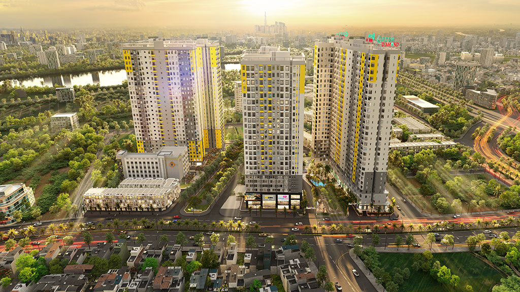 PHÂN KHU GREEN DIAMOND - BCONS CITY 31 Phối cảnh phân khu Green Diamond Bcons City