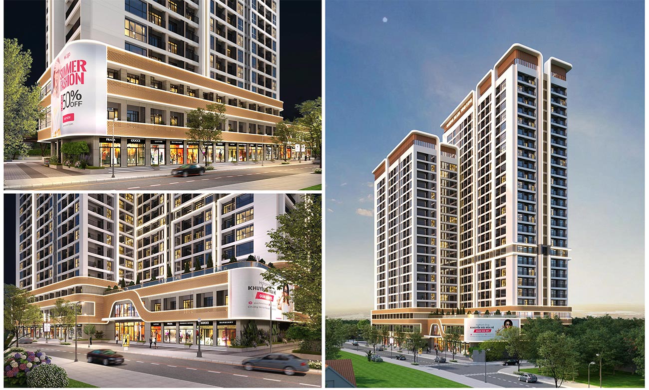CĂN HỘ MARINA PLAZA PEACEFUL 83 Phối cảnh tầng trệt dự án marina plaza Peaceful