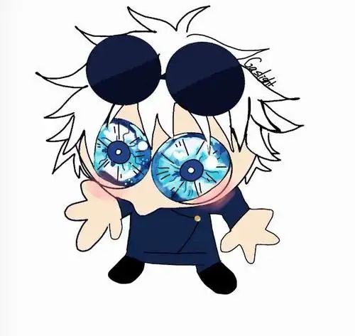 Ảnh avt Facebook cậu chibi tóc trắng xù đeo kính tròn to đùng, mắt xanh lấp lánh và mặt ngớ ngẩn đúng kiểu meme