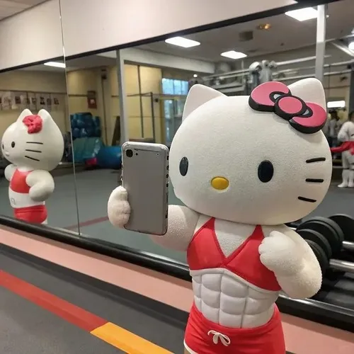 Ảnh avt Facebook chú mèo trắng hóa thân thành nhân vật hoạt hình với cơ bắp cuồn cuộn trong bộ đồ đỏ làm khung hình trở nên tếu táo và cực kỳ ngớ ngẩn.