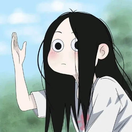 Nhân vật nữ tóc dài che nửa mặt đưa tay vẫy hờ hững, ánh mắt trống rỗng và dáng đứng hơi lệch mang vibe thẫn thờ của ảnh profile con gái ngây ngô