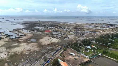 Ảnh đô thị biển Vingroup Cần Giờ ghi lại phối cảnh tổng thể với các dãy đất và tuyến đường rõ ràng, ánh sáng tự nhiên giúp tổng thể trông khá đẹp và dễ nhìn