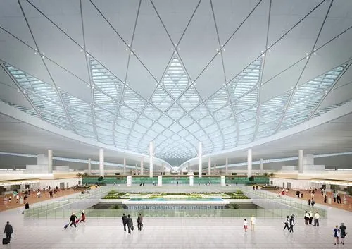 Góc nhìn chi tiết cho thấy từng khu vực nhà ga và sân đỗ được phân chia rõ, cấu trúc của công trình hàng không Long Thành mang cảm giác gọn gàng và hiện đại