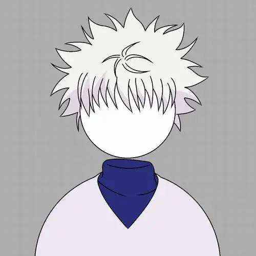 Cấu hình mặc định mô phỏng nhân vật anime Killua với mái tóc nhọn màu trắng xóa tương phản chiếc áo cổ lọ màu xanh dương đậm.