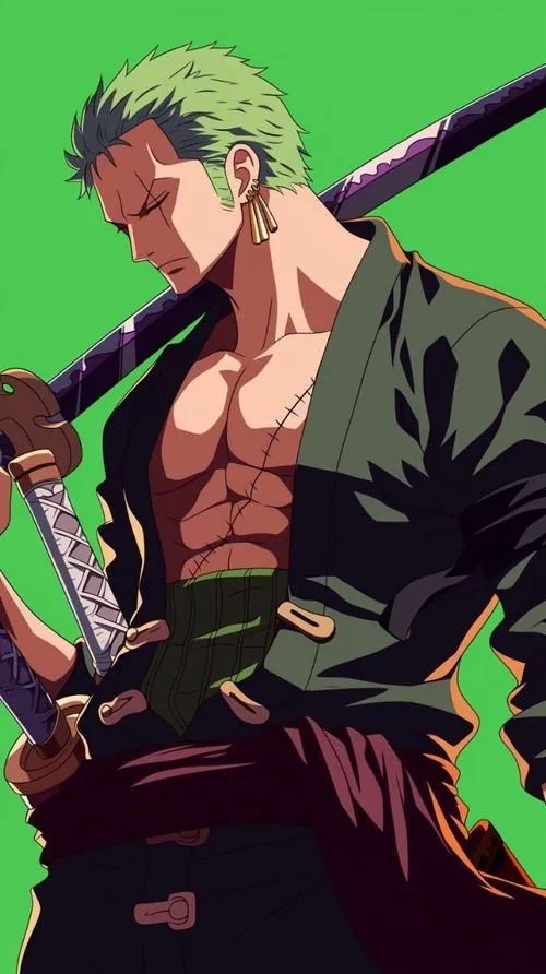 Áo thun đen in dòng chữ mù đường tuyệt đối, hình mũi tên xoay quanh Zoro tạo nét hài gọn mà đúng nhân vật.