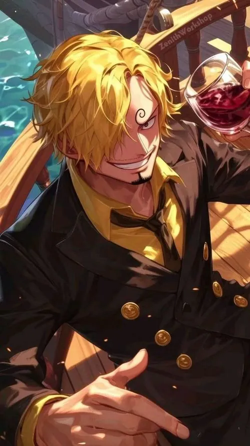 Sanji cúi nhặt chiếc khăn ăn rơi bên bàn tiệc, hành động nhỏ thể hiện vẻ lịch sự không cần phô trương.