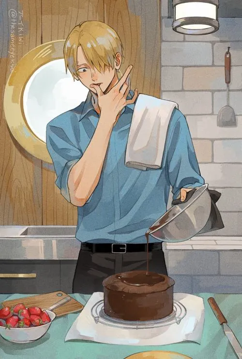 Sanji đặt tay lên vai Usopp giữa khoang nghỉ, nét mặt bình tĩnh như đang trấn an đồng đội sau một ngày dài.