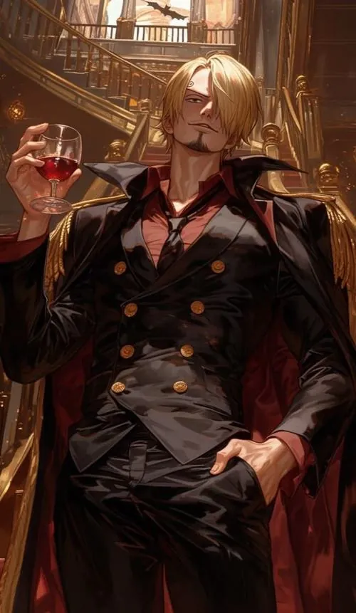 Bức vẽ Sanji trước cánh cửa Germa, lông mày đổi chiều được nhấn rõ như dấu hiệu sức mạnh đột biến.