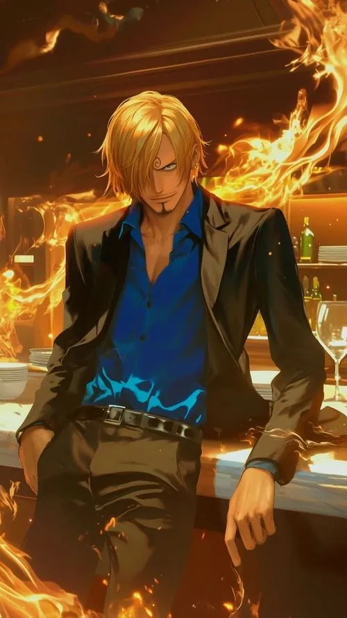 Sanji nghiêng người nhường đường cho một cô gái giữa phố đông, dáng lịch thiệp thể hiện nguyên tắc không làm tổn thương phụ nữ.